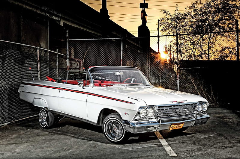 1962-Chevrolet-Impala-Convertible, Classic, White, Gm, Lowrider, HD wallpaper