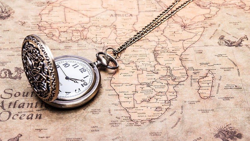 watch, map, old, vintage, rarity, HD wallpaper