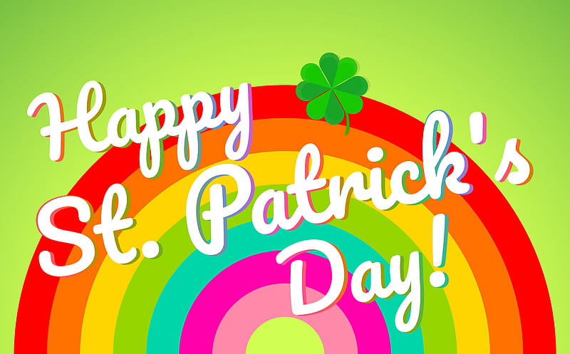 Happy Saint Patricks Day 2020 March 17 Ultra, Holidays, Saint Patrick's Day, Creative, Colorful, Rainbow, Happy, desenho, Clover, Colourful, Holiday, Vivid, Cute, Celebration, march, Graphic, Feast of Saint Patrick, St Patricks Day, HD wallpaper