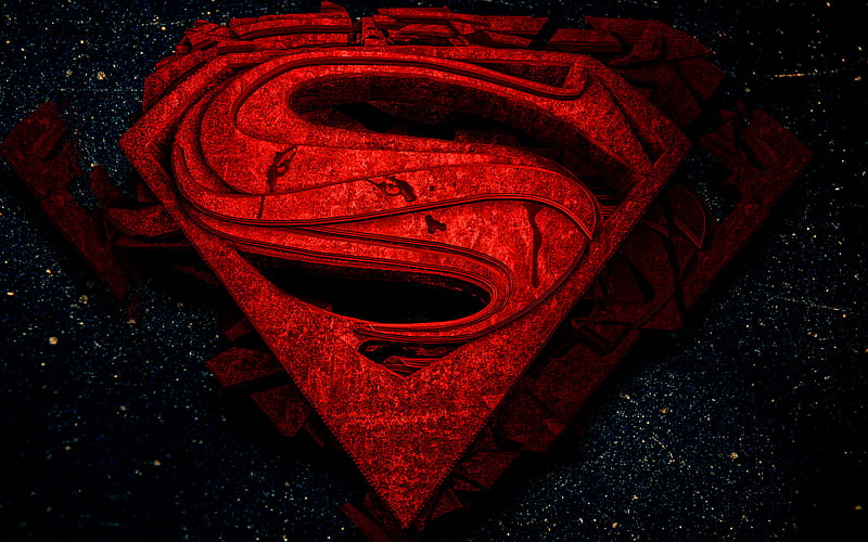 Superman 3D logo superheroes, Superman, 3D art, darkness, Superman logo, HD wallpaper