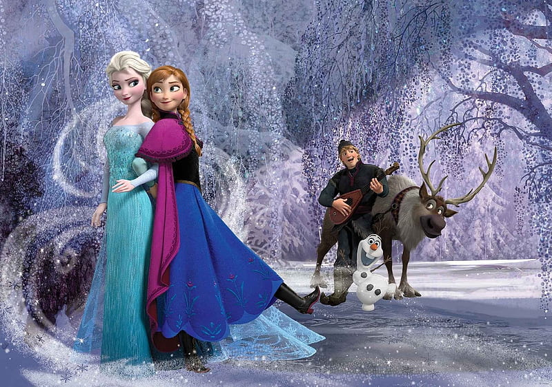 Frozen (2013), frozen, princess, anna, elsa, movie, kristoff, winter, iarna, fantasy, snow queen, sister, reindeer, disney, HD wallpaper