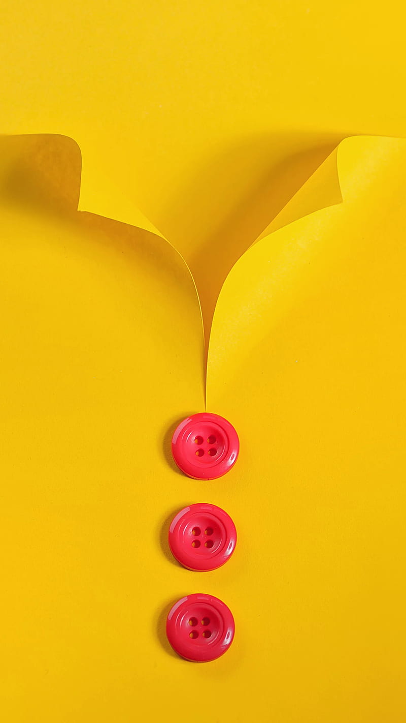 Red buttons, yellow, shirt, paper, desenho, HD phone wallpaper