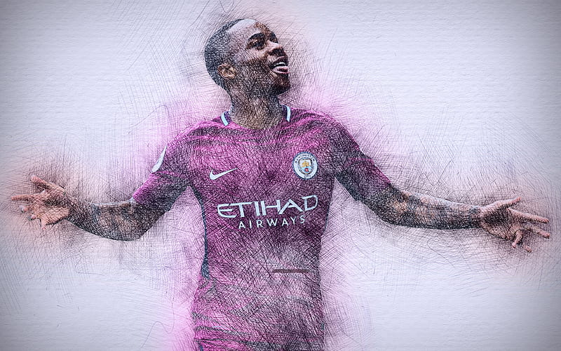 Download wallpapers Raheem Sterling, 4k, Manchester City FC, art, English  football player, splashes of paint, grunge art, creative art, Premier  League, England,…