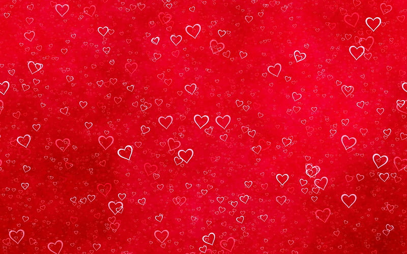 red background with hearts, love concepts, heart, romance, HD wallpaper