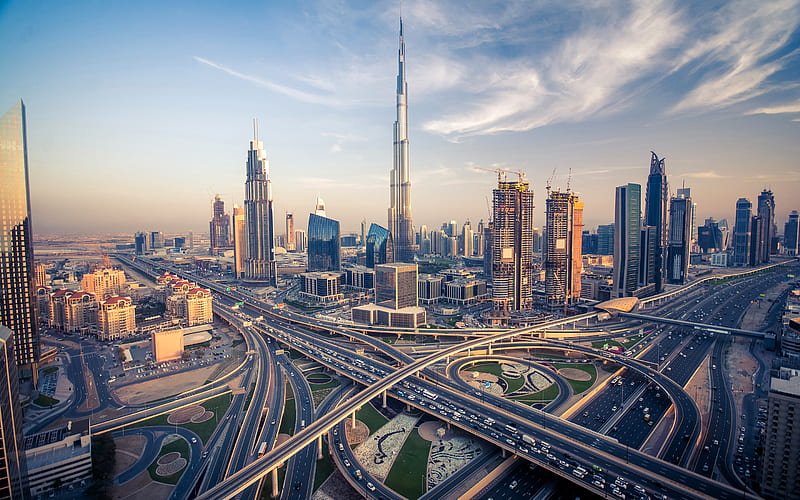Burj Khalifa, Dubai, panorama, buildungs, skyscrapers, UAE, HD wallpaper