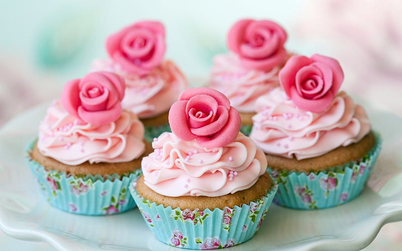 Rose Muffin, cake, rose, muffin, HD wallpaper