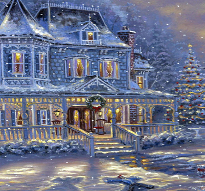 Christmas Magic, Winter, Magic, Christmas, Trees, Wreath, White, Snow ...