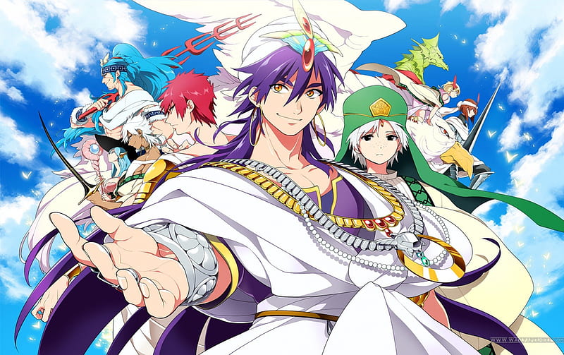 Magi The Labyrinth of Magic, males, clothes, power, clouds, nice, group,  anime, HD wallpaper | Peakpx