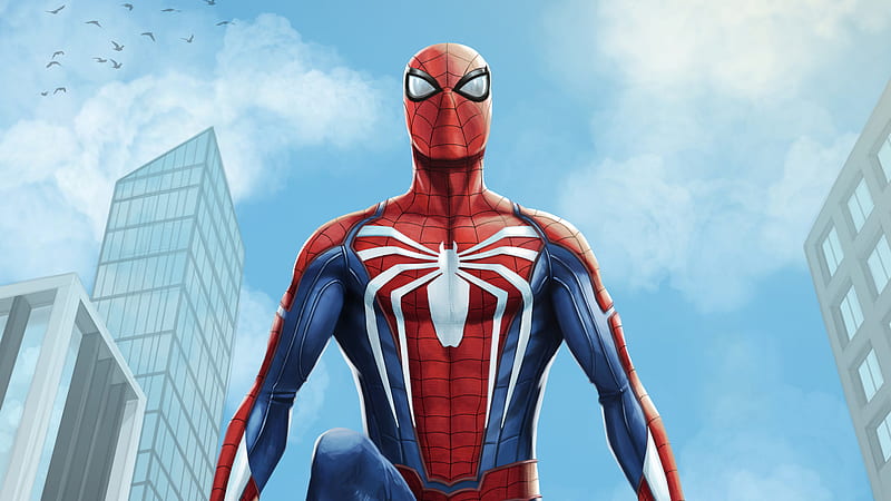 Spiderman Watching The City, spiderman, digital-art, artwork, art, superheroes, supervillain, artstation, HD wallpaper