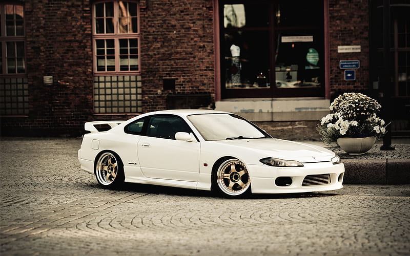 Nissan Silvia, S15, tuning, stance, white Nissan, HD wallpaper