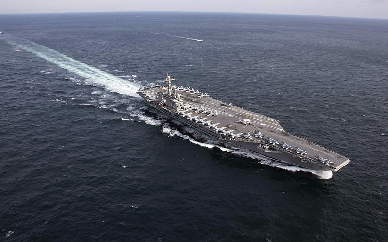 USS Abraham Lincoln, CVN-72, American nuclear aircraft carrier, Nimitz-class, aircraft carrier, US Navy, ocean, warships, HD wallpaper