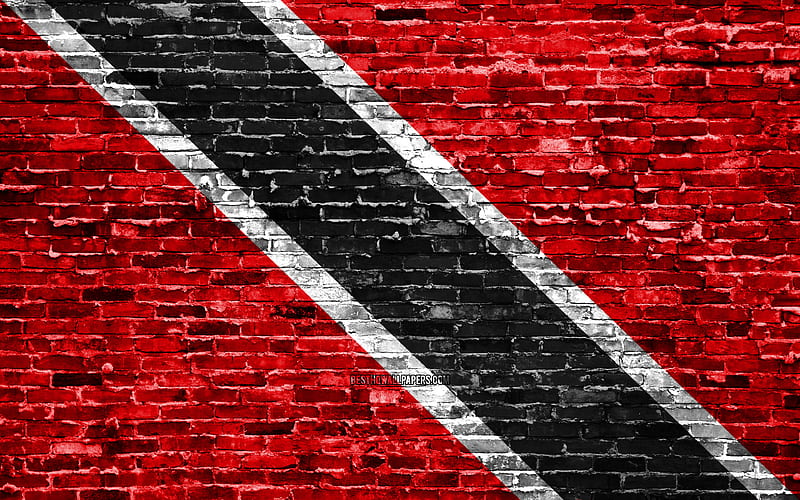 Trinidad and Tobago flag, bricks texture, North America, national symbols, Flag of Trinidad and Tobago, brickwall, North American countries, Trinidad and Tobago, HD wallpaper