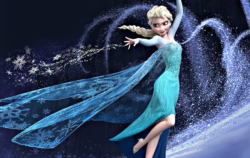 Frozen (2013), movie, elsa, queen, black, magic, winter, girl, frozen, princess, disney, blue, HD wallpaper