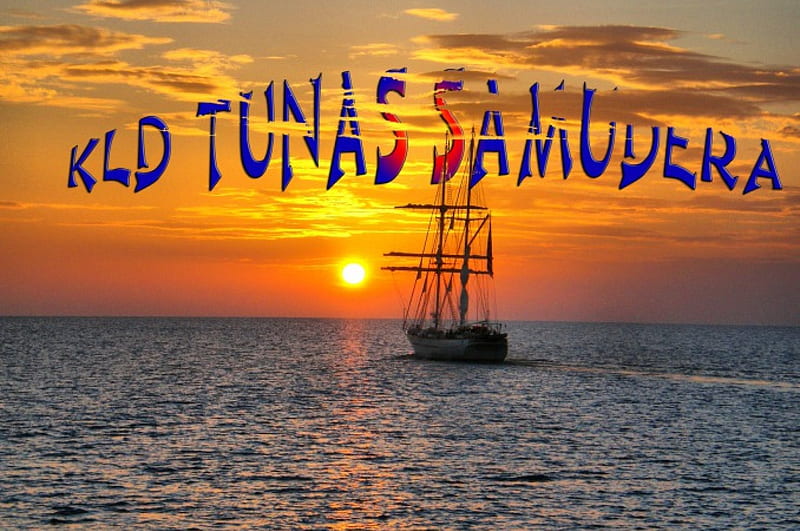 KLD Tunas Samudera, sunset, malaysia, collin mudie, training boat, HD wallpaper