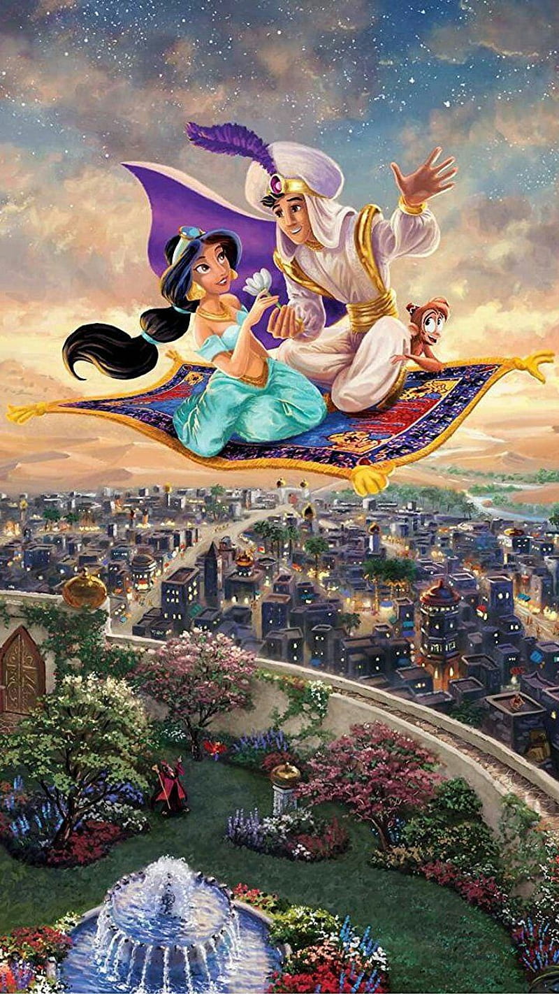 Aladdin, cartoon, movie, rug, HD phone wallpaper