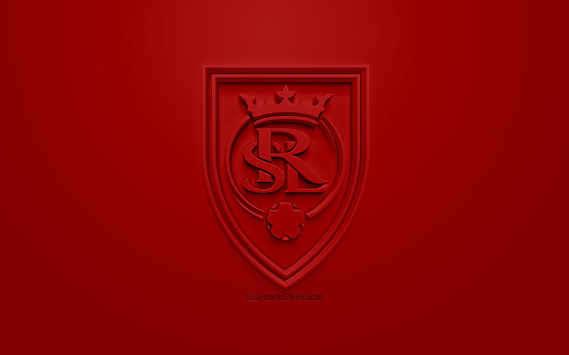 Real Salt Lake, creative 3D logo, red background, 3d emblem, American football club, MLS, Salt Lake City, Utah, USA, Major League Soccer, 3d art, football, stylish 3d logo, soccer, HD wallpaper
