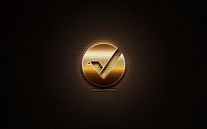 Vertcoin glitter logo, cryptocurrency, grid metal background, Vertcoin, creative, cryptocurrency signs, Vertcoin logo, HD wallpaper