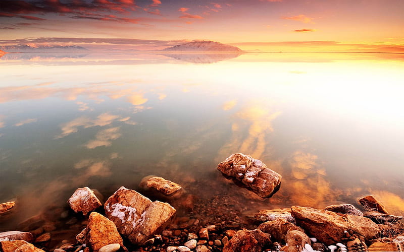 calm lake-Lakeside scenery, HD wallpaper