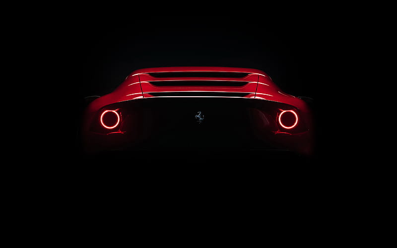 Ferrari Omologata, 2020, rear view, exterior, red sports coupe, new red Omologata, Italian supercars, Ferrari, HD wallpaper
