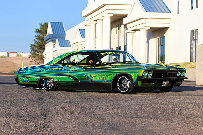 1965-Chevrolet-Impala, Gm, Bowtie, Green, Lowrider, HD wallpaper