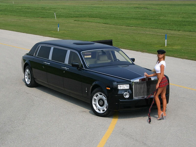 rolls royce limousine, limousine, rolls, girl, royce, HD wallpaper