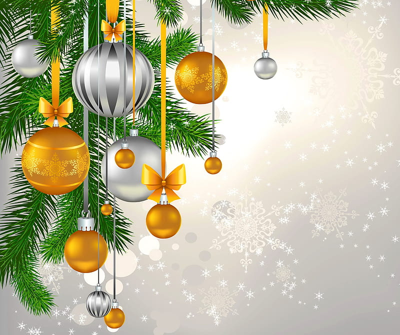 Christmas Tree, bauble, baubles, christmas, gold, twig, xmas, HD wallpaper