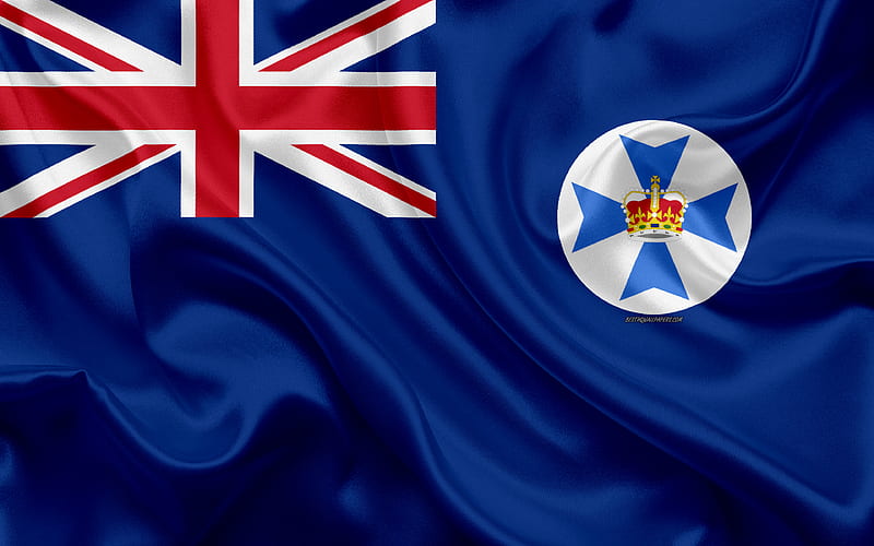 Flag of Queensland, silk texture, national flag, Australian State, national symbol, Queensland, flag, Australia, HD wallpaper