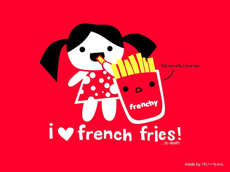 FRENCH FRIES, cute, red, frenchfries, girl, food, love, cartoon, HD  wallpaper | Peakpx