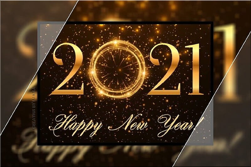 Happy New Year 2021, NEW YEAR, TOP LEFT, GHOSTED CORNERS, BOTTOM RIGHT, BROWN BACKGROUND, HD wallpaper