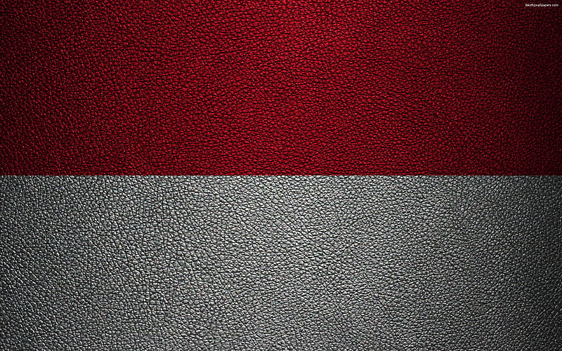Flag of Monaco leather texture, Europe, flags of Europe, Monaco, HD wallpaper