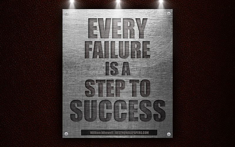 Every failure is a step to success, William Whewell quotes leather texture, quotes about success, motivation, HD wallpaper