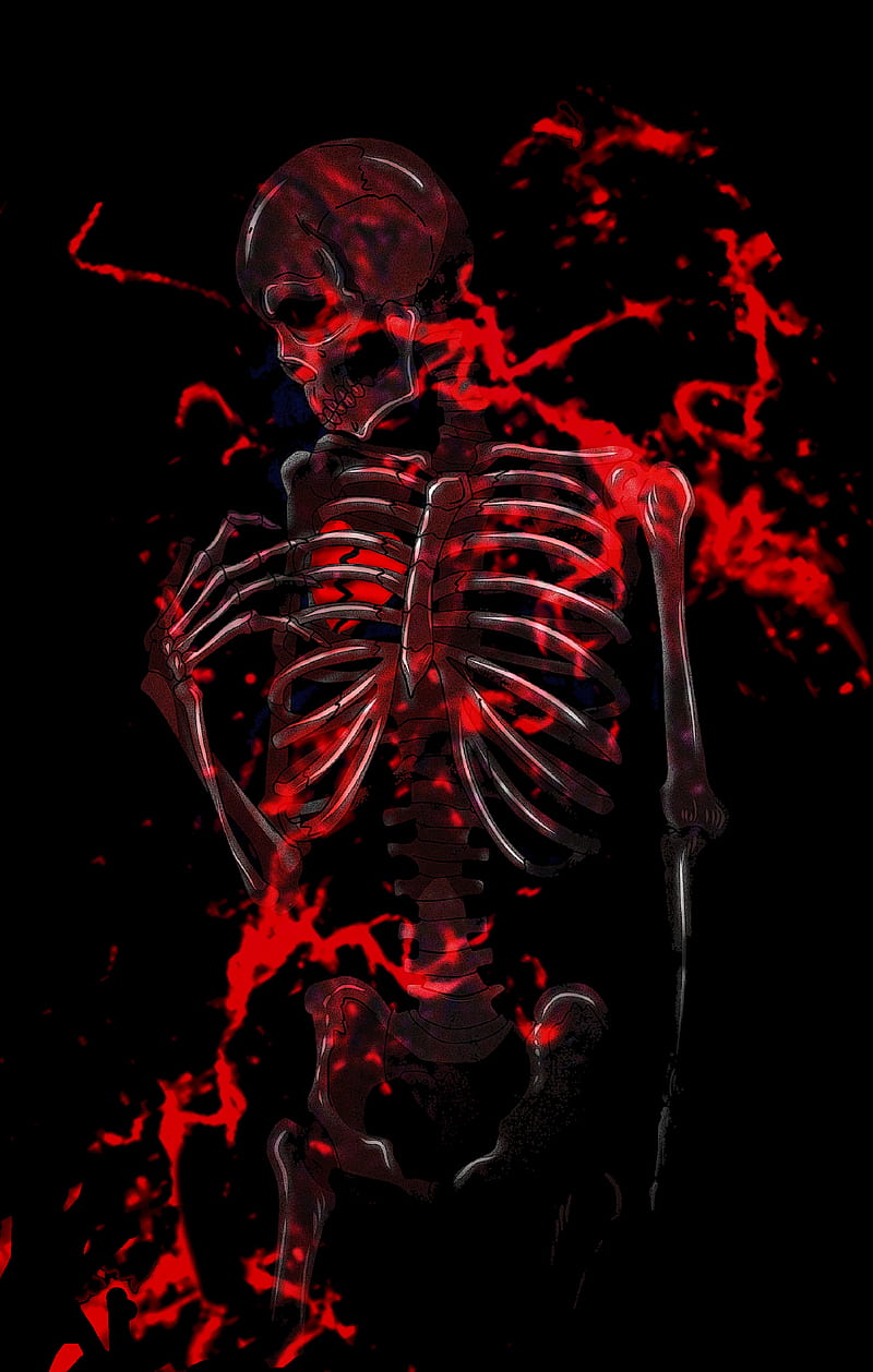 Broken, black, death, heart, red, skeleton, HD phone wallpaper