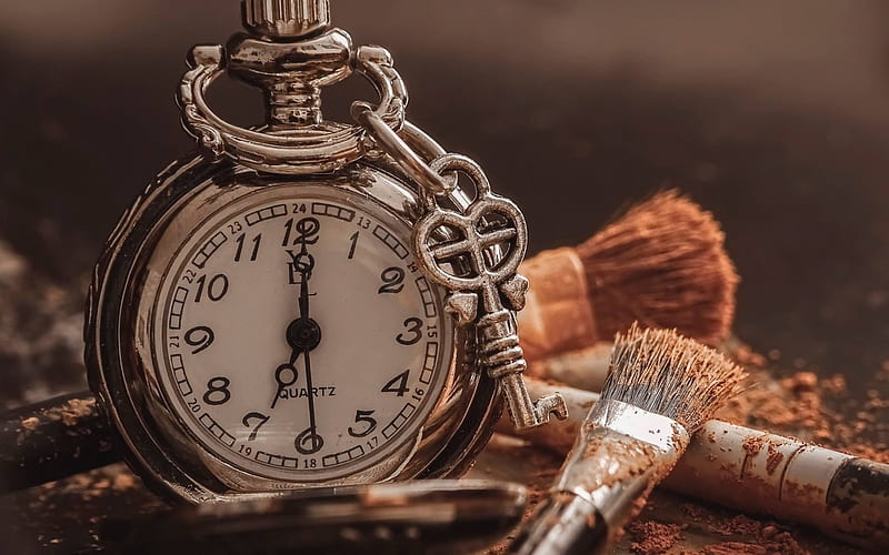 old pocket watch, dial, tassels, time concepts, retro style, HD wallpaper