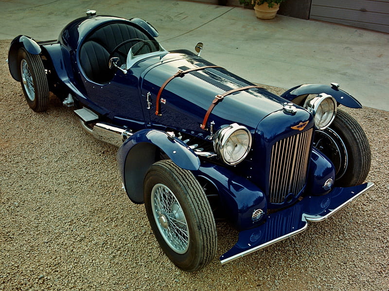 Classic Aston, race, antique, car, classic, aston, blue, vintage, martin, HD wallpaper