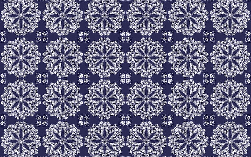 Texture, pattern, flower, mosaic, paper, white, blue, HD wallpaper