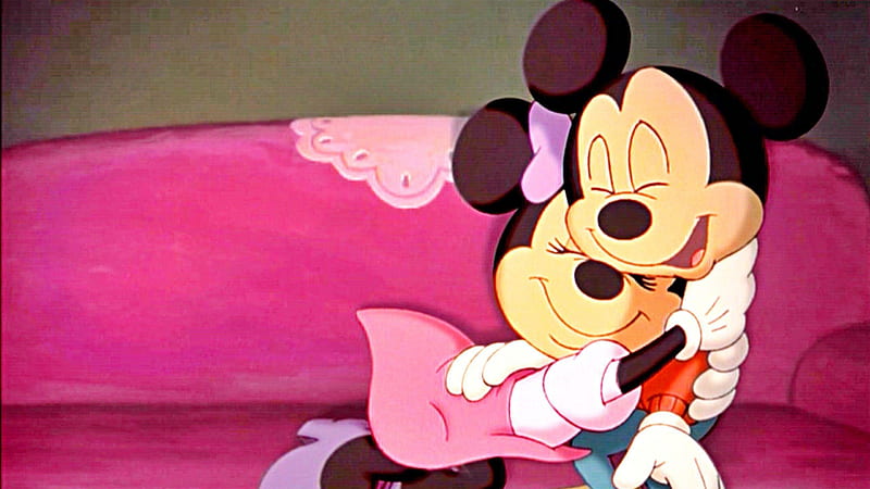Mickey Mouse And Minnie Mouse Are Sitting On Couch Minnie Mouse, HD wallpaper