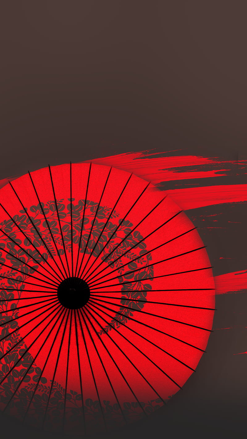 red umbrella, abstract, japanese, object, HD phone wallpaper