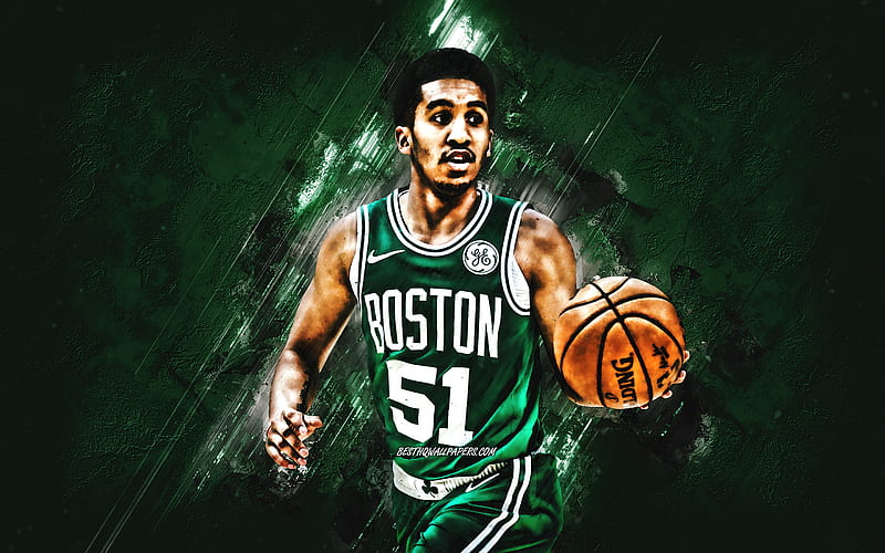 Tremont Waters, NBA, Boston Celtics, green stone background, American Basketball Player, portrait, USA, basketball, Boston Celtics players, HD wallpaper
