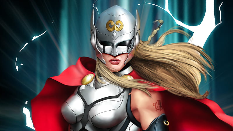 Lady Thor 2021, thor-love-and-thunder, thor, movies, 2021-movies, artwork, superheroes, HD wallpaper
