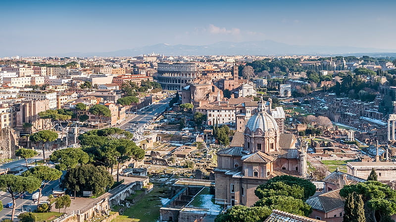 beautiful view of rome, city, coliseum, streets, view, HD wallpaper