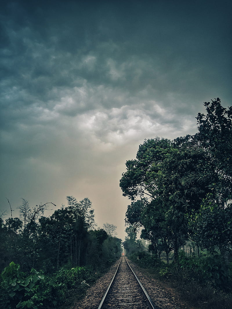 Rain is coming, cloud, darkness, railway, raining, HD phone wallpaper ...