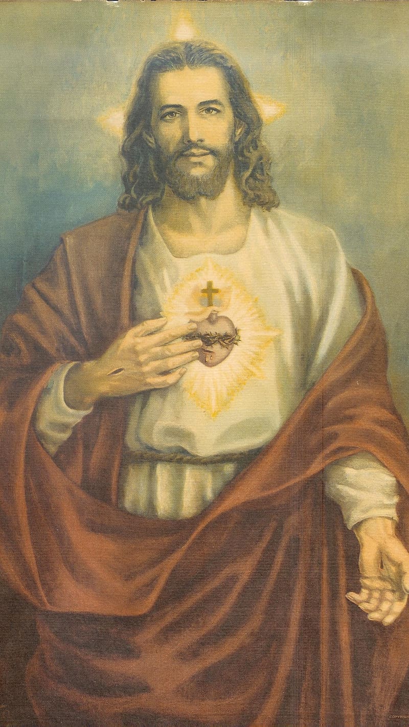 Jesus , sacred heart of jesus, jesus christ art, HD phone wallpaper