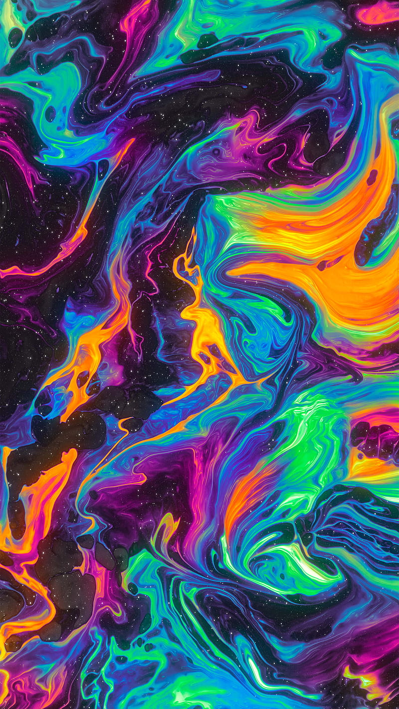 Neon Colors, abstract, color, rainbow, swirls, water, HD phone wallpaper