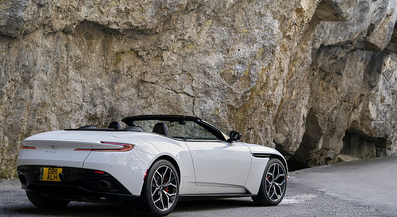 2018 Aston Martin DB11 Volante V8 (Color: Lunar White) - Rear Three-Quarter , car, HD wallpaper