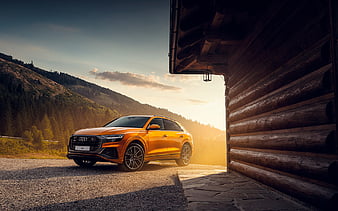 Audi Q8, 2020, front view, exterior, luxury SUV, new golden Q8, german cars, Audi, HD wallpaper