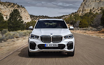 BMW X5, 2019 front view, white SUV, new white X5, German cars, BMW, HD wallpaper