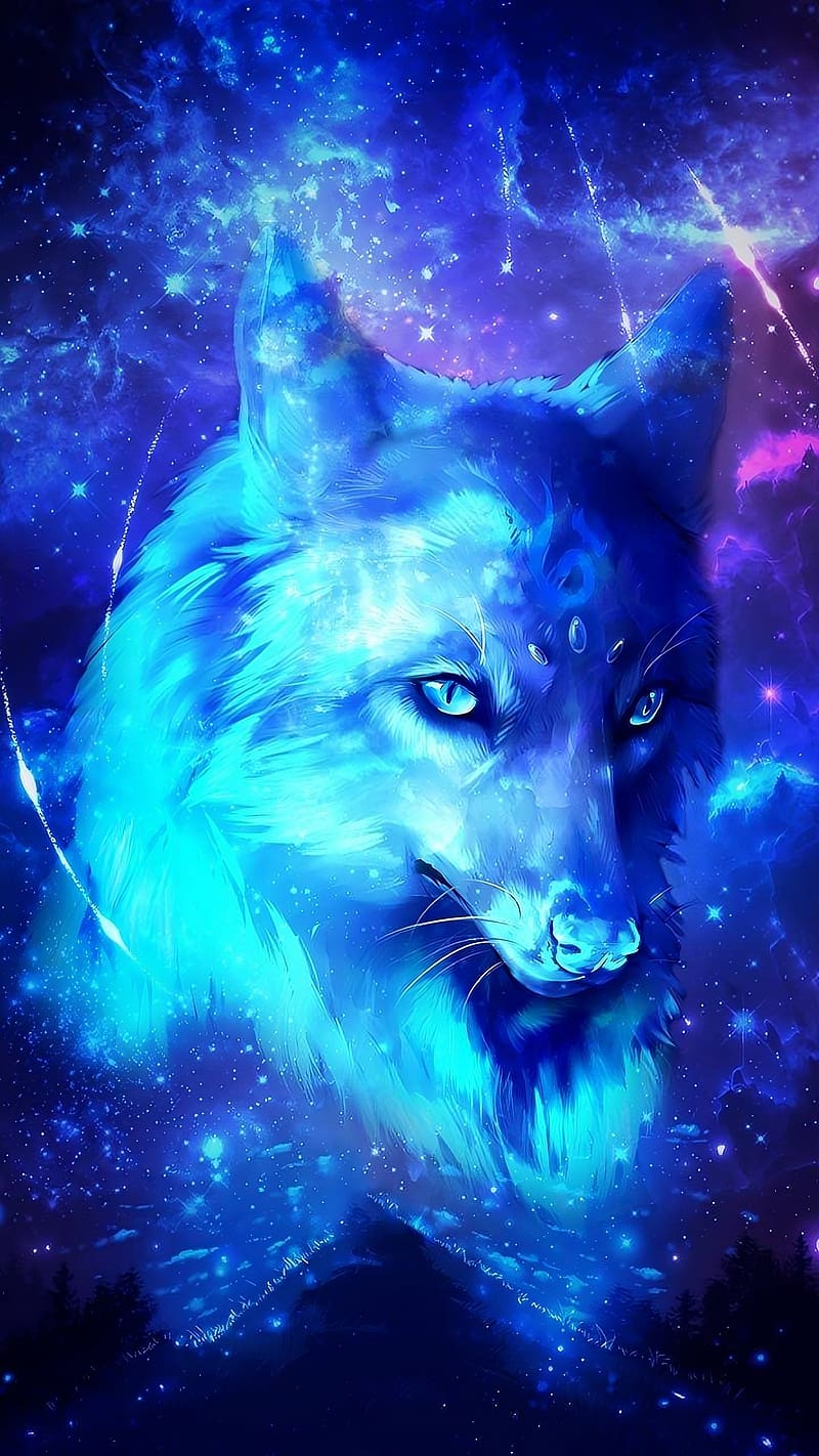 Galaxy Wolf, Cool Blue Shooting Star Galaxy Wolf, HD phone wallpaper
