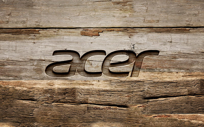 Acer wooden logo wooden backgrounds, brands, Acer logo, creative, wood carving, Acer, HD wallpaper
