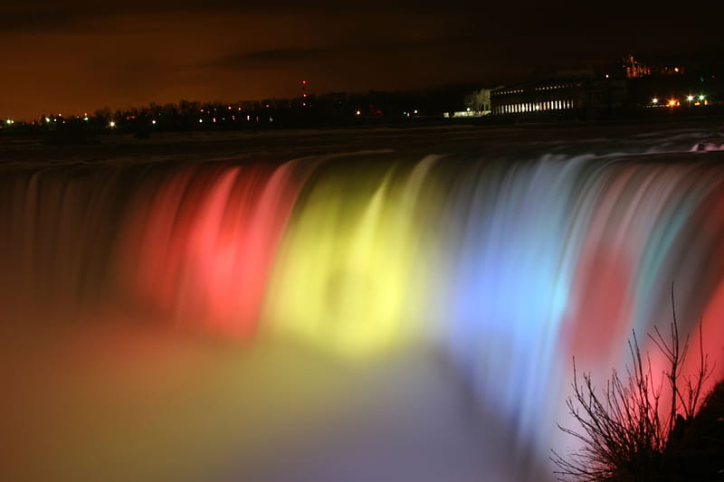 Niagara Falls at night, nightlite, niagara falls at niht, HD wallpaper