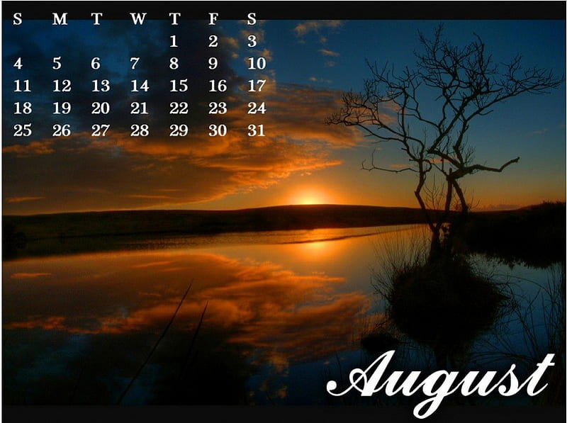 August is here ., August, beautiful sunset, calendars, nature, sunset, HD wallpaper